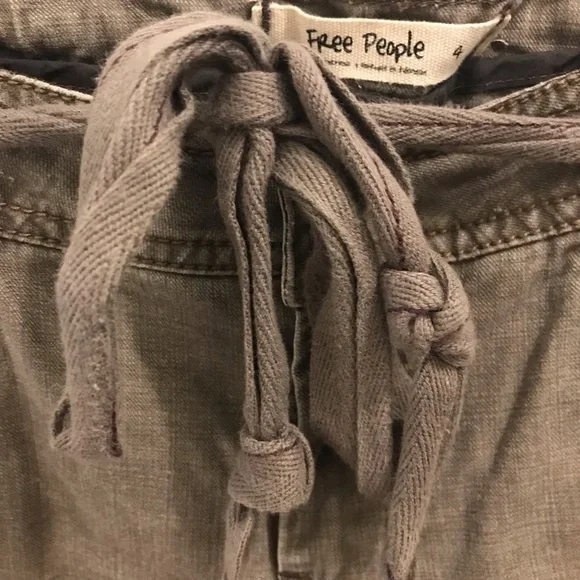 Free People Tie Waist Utility Shorts 4 gray beige - Picture 6 of 11